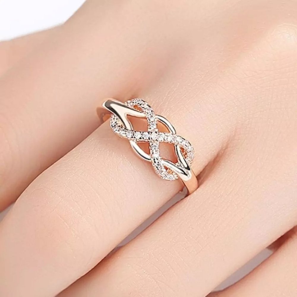 New Cubic Zirconia Crystal Infinite Ring - Picture 3 of 4